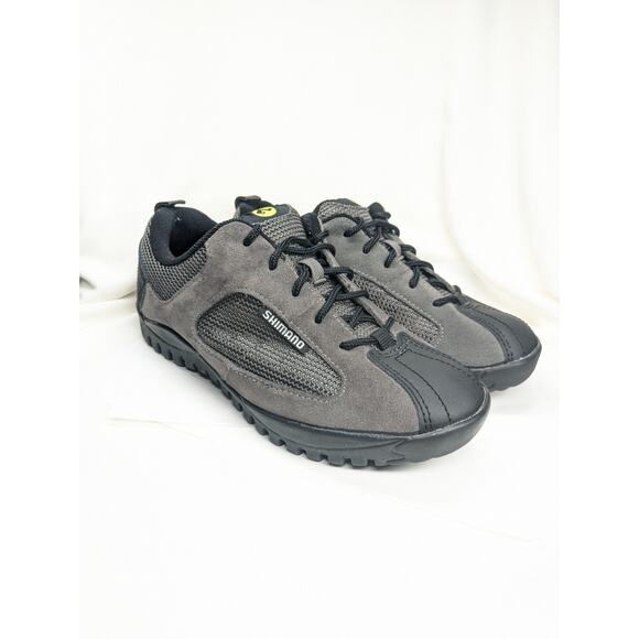 NWOB Shimano Cycling Shoes Mens 6 Gray Sneakers SH-MT20D Mountain 2-Bolt Cleats - Picture 1 of 8